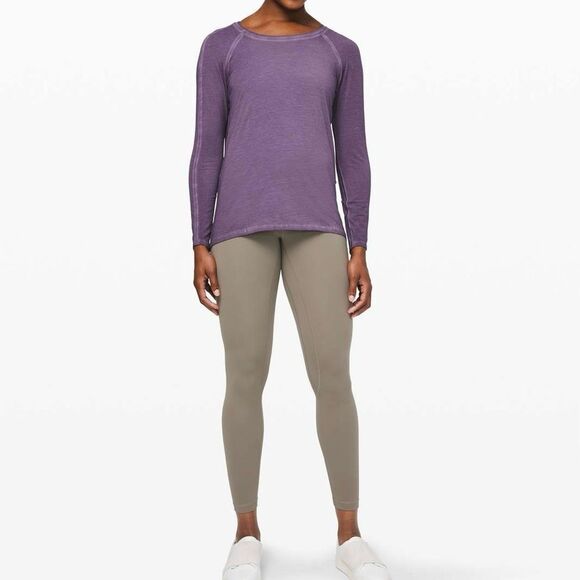 Lululemon Emerald Faded Washed Purple Ink Pima Cotton Long Sleeve Top | Size 8/M - Picture 3 of 10